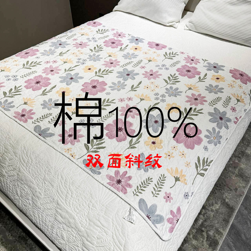 Double-Sided Twill Pure Cotton Dirt-Proof Pad, Quilted Cotton Bed Cover, Half Mattress Topper for All Seasons, Washable