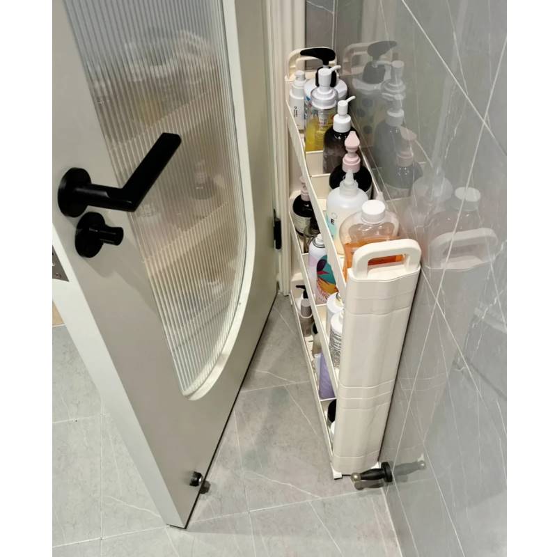 Narrow Slit Shelve Bathroom Small Trolley Dormitory Kitchen containing Nip Washroom Storage Rack Door Rear storage Divine Instrumental-Taobao