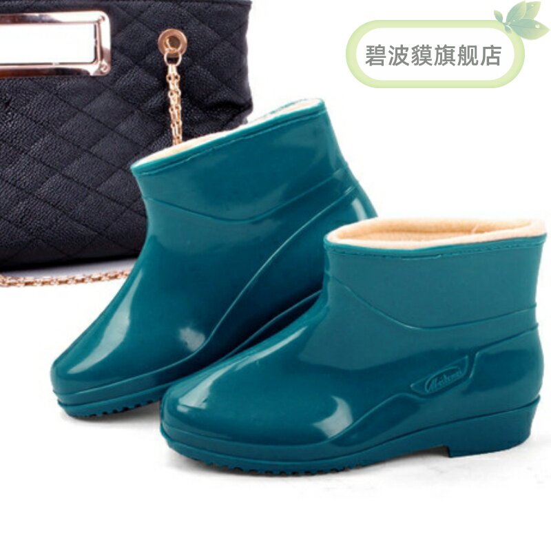ins new gush ultra warm winter waterproof rain boots water shoes water boots rain shoes short cylinder plus cotton lady boots 01