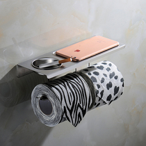 Punch-free stainless steel paper paper box public toilet household toilet paper rack toilet dual-purpose roll paper storage rack