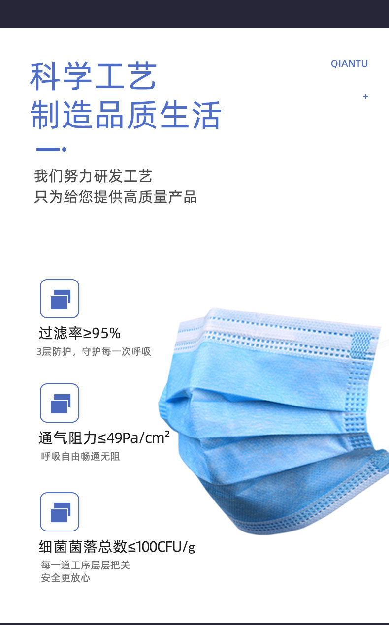 舒诗町 一次性医用级口罩 50只 图3