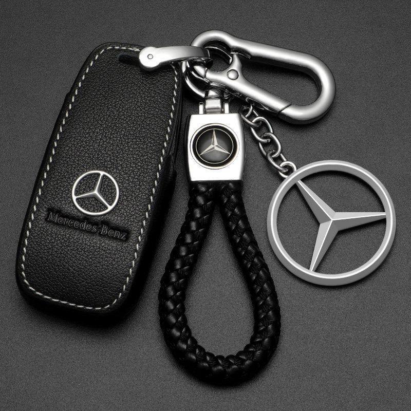 Suitable for Mercedes key case leather E300L C260L C200L GLC A200L shell buckle E-class luxury bag