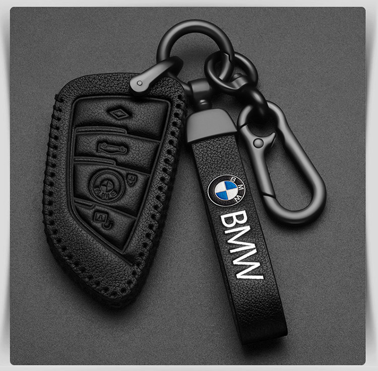 For BMW car key set old 5 series 3 series x5x6x1z4x3 high-grade leather key case key buckle