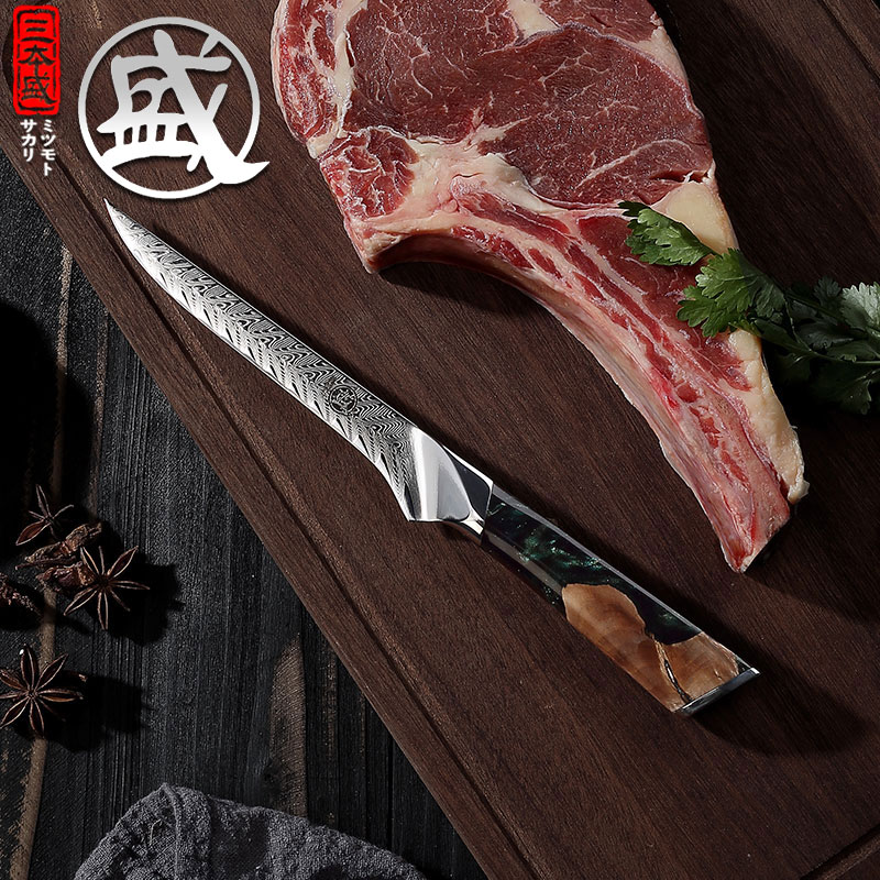 Japan Wind Damascus Kitchen Knife with Bone Splitting Knife Slaughter With Knife Cut Meat-Cut Meat-Cut Beef Cattle Pickle Commercial