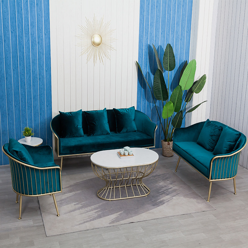 Nordic style sofa chair coffee table combination fabric light luxury modern small apartment beauty salon studio leisure table and chair