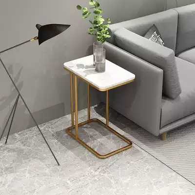 Side few simple light luxury small apartment living room tempered glass marble corner few Nordic iron creative coffee table