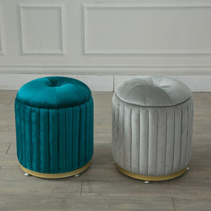 Light luxury style sofa stool creative personality small round stool dressing table stool rest cloakroom changing shoe stool Nordic simple