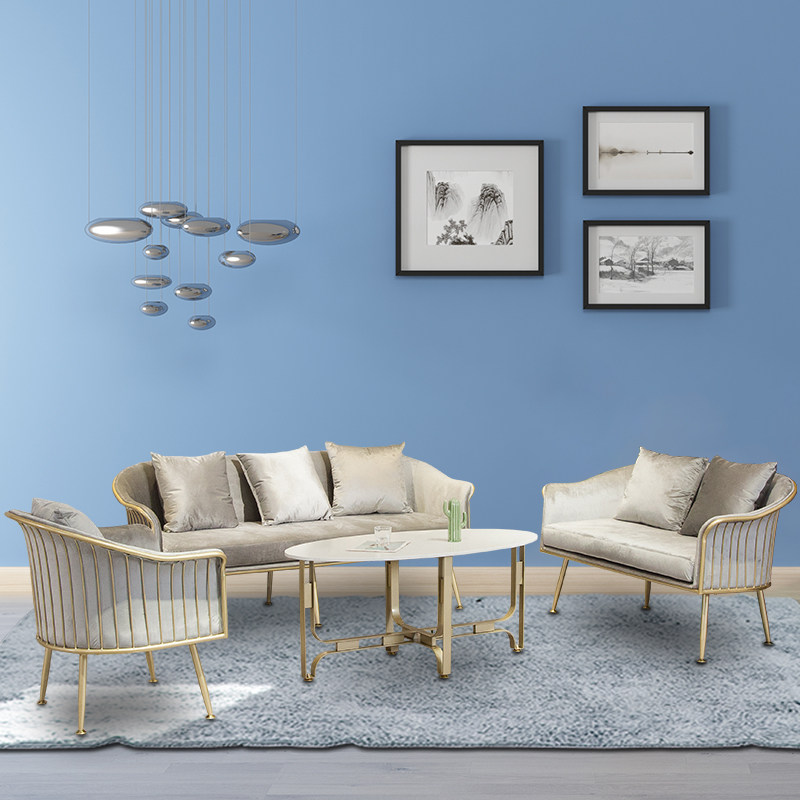 Sofa Nordic simple small apartment net red light luxury fabric clothing store beauty salon coffee table combination iron postmodern