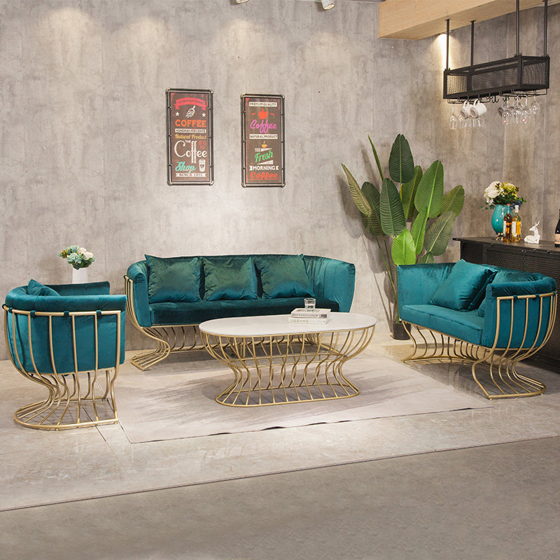 Nordic style furniture simple creative modern light luxury small apartment beauty studio coffee table fabric sofa combination