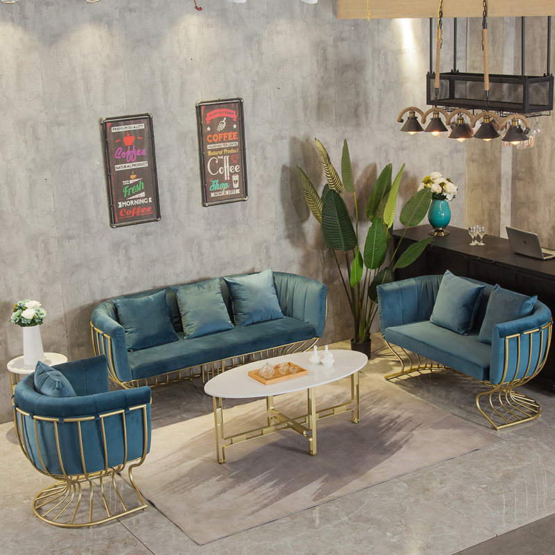 Nordic style fabric sofa simple light luxury modern small apartment creative personality beauty salon studio coffee table combination