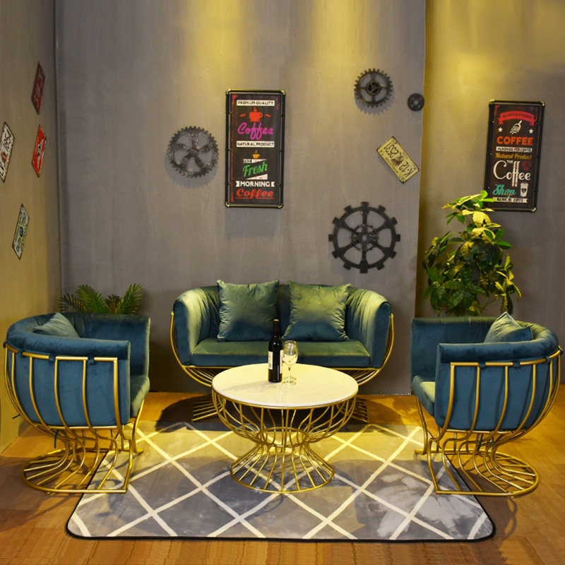 Nordic iron sofa simple and creative ins net red beauty studio coffee table combination modern light luxury leisure