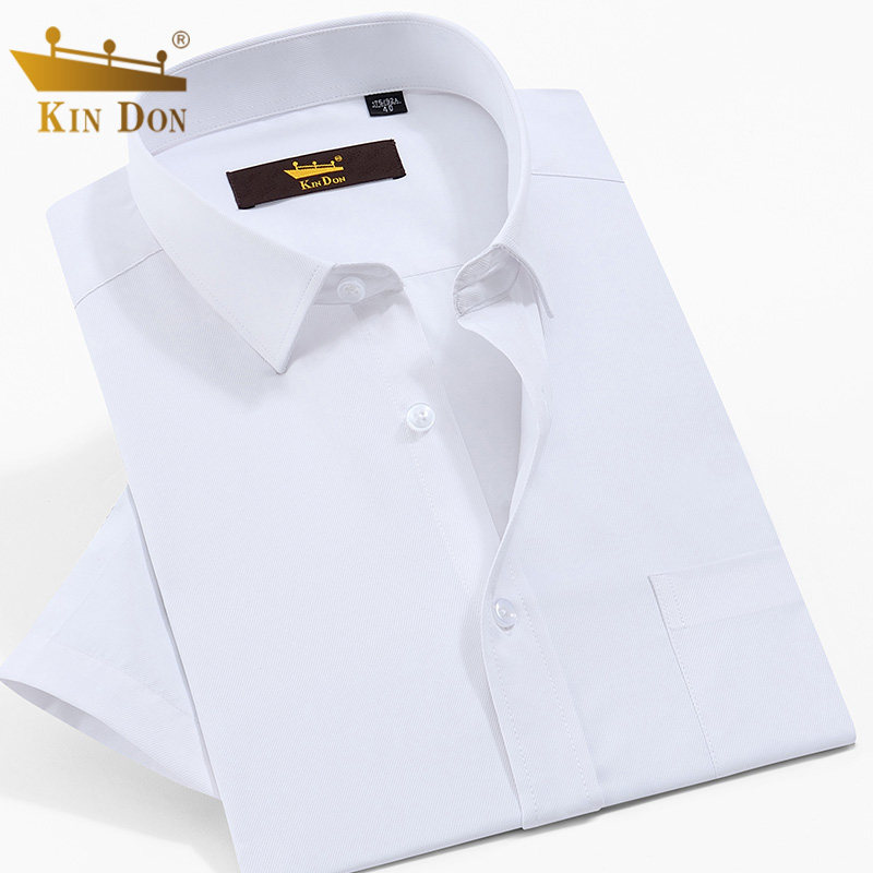 KIN DON gold shield shirt men's short sleeve young and middle-aged business dress summer twill men's half-sleeve white shirt