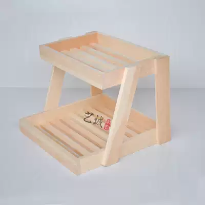 Bread cabinet double-layer solid wood shelf European bag donut pastry sandwich West point dry point biscuit display shelf