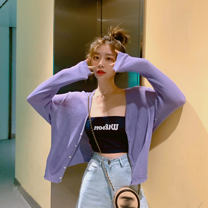 2025 New Style Ice Silk Knit Cardigan with Straps for Women, Air Conditioning Sun Protection Thin Cover-Up Top for Summer