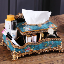 American retro large multifunctional tissue box living room household coffee table desktop remote control storage box European luxury