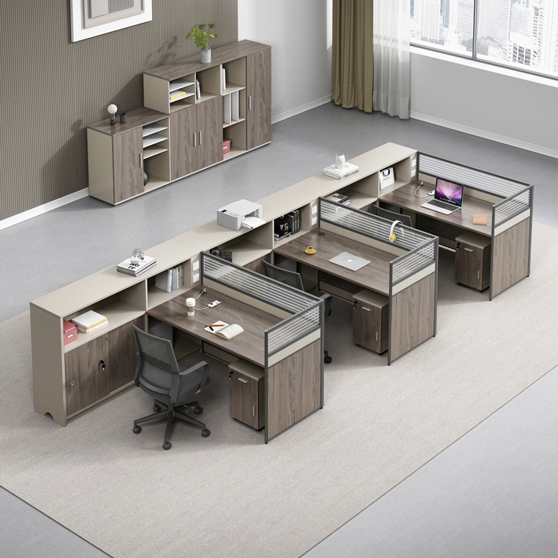 Staff Office Desk and Chair Set, Simple Modern Office Furniture for 2/4/6 People, Partitioned Workstation, Company Finance Desk
