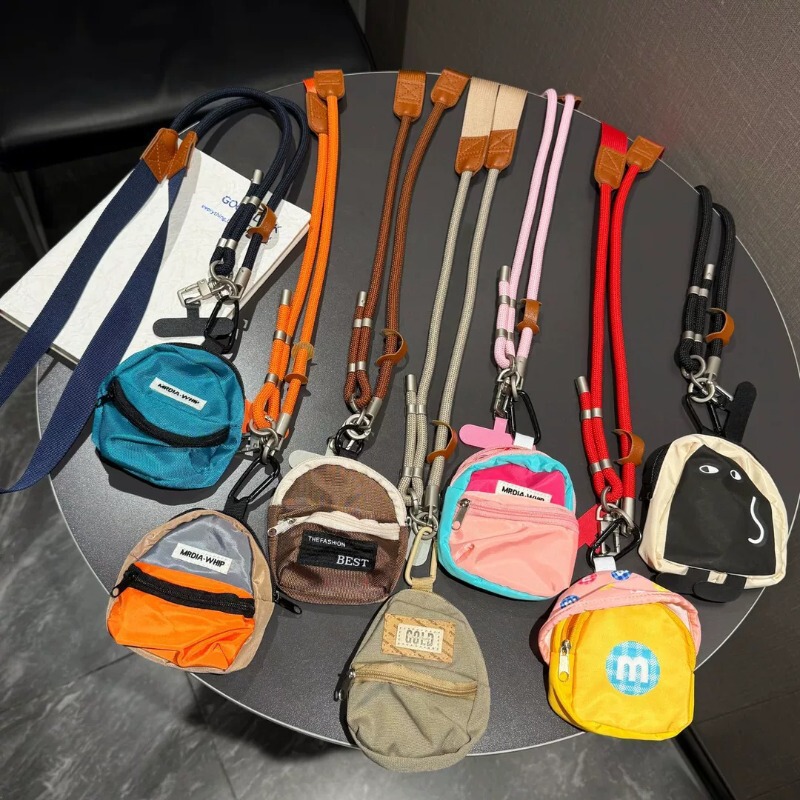 Fashionable Color-Blocking Thickened Phone Lanyard, Long Crossbody Adjustable Shoulder Strap, Creative Lipstick and Coin Purse, Outdoor Anti-Loss