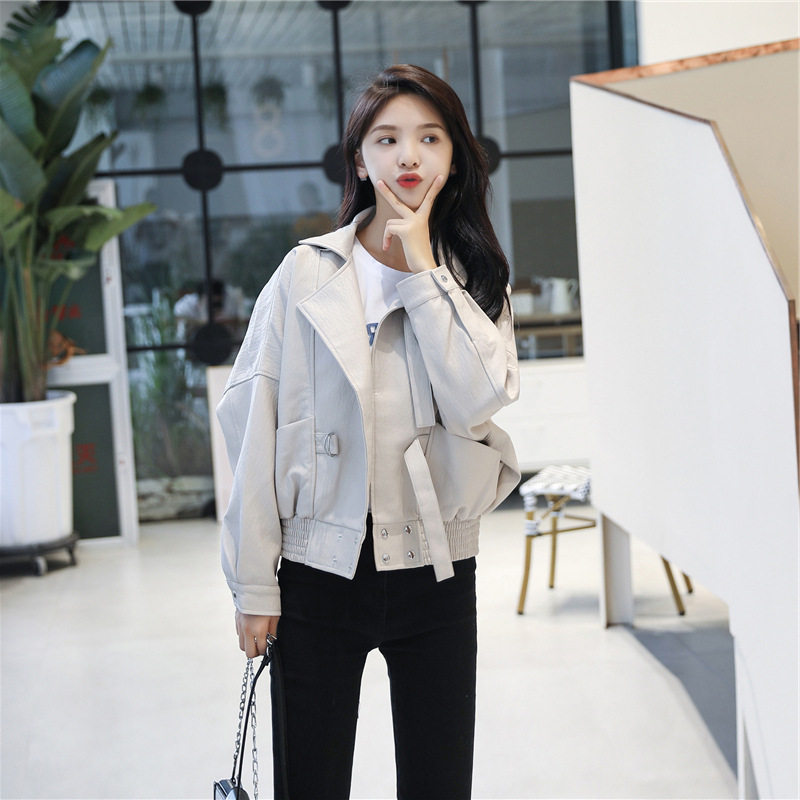 Real leather fur coat female short sheep leather Han version loose retro locomotive leather jacket chic port craze women's jacket