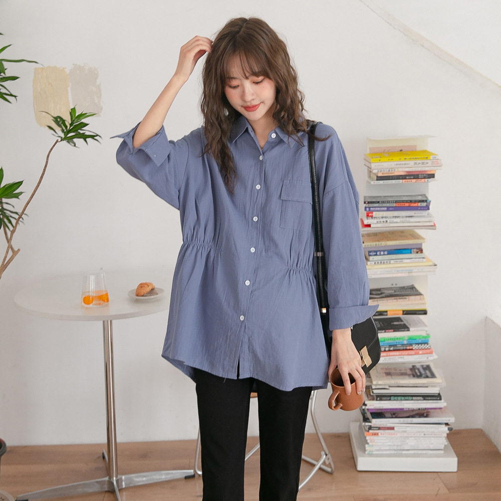 Pregnant woman's shirt Spring and Autumn New little-style gas pure cotton shirt professional commuter long sleeve shirt