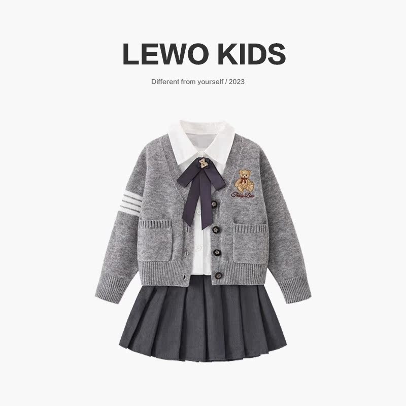 JK Inron College Wind Girls 100 Pleats Dress Uniform Suit Foreign Air Trendy 2023 Autumn Clothing Fall Children's Net Red-Taobao