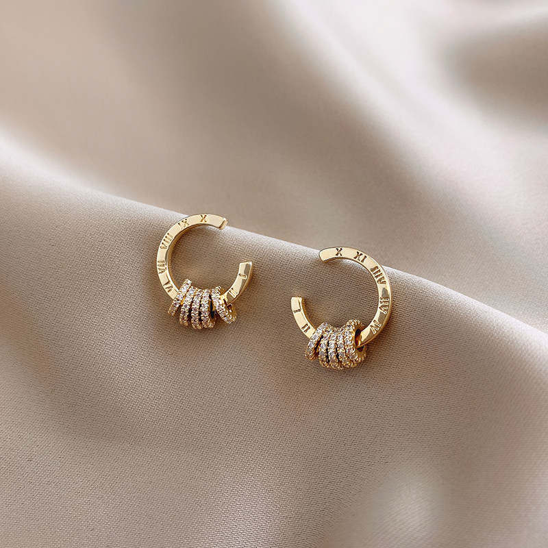 Gold zircon earrings 2021 new fashion simple women small earrings Korean temperament net red earrings high-grade earrings