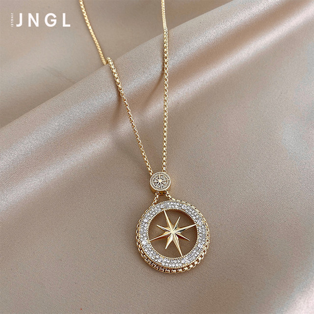 Exquisite micro-inlaid eight-pointed star necklace women's light luxury niche design sweater chain high-end sense of temperament long autumn and winter jewelry