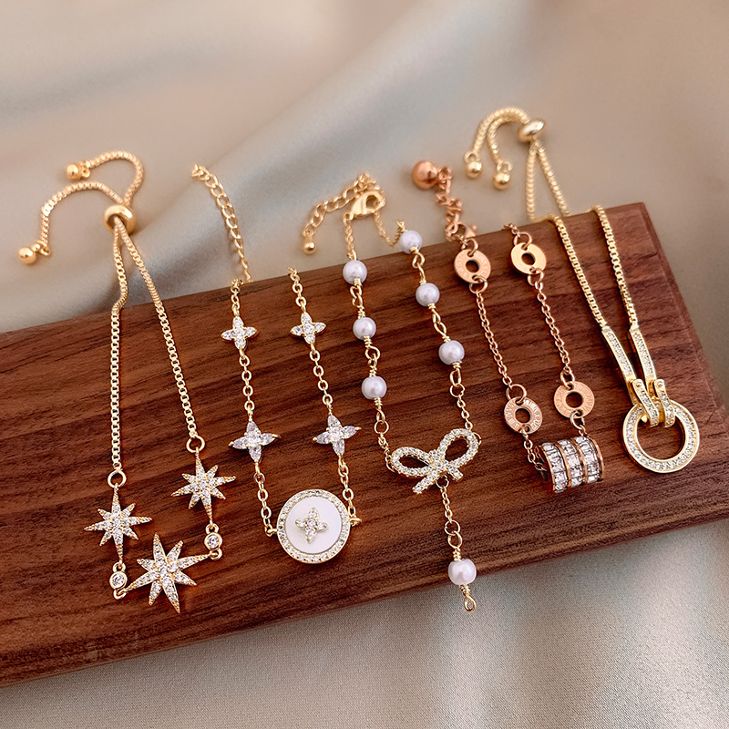 2021 New wave Handmaid's Adjustable Pearl Stars Moon Red Hearts Ring ring Red personality Little crowdsourced student ornaments
