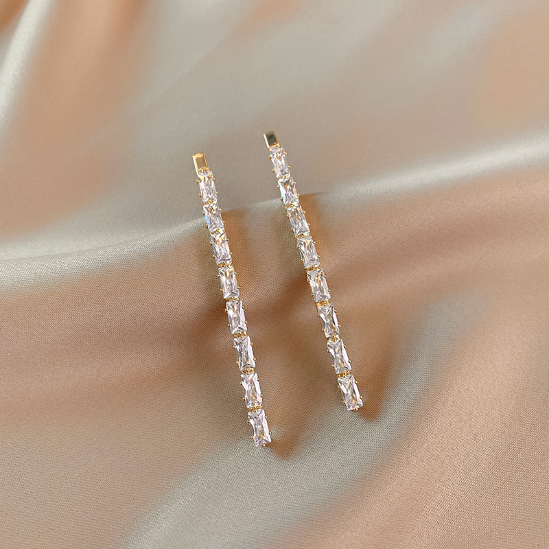Korean diamond hair clip Zircon clip Female hair clip word clip Simple temperament Bangs edge clip niche net red headdress