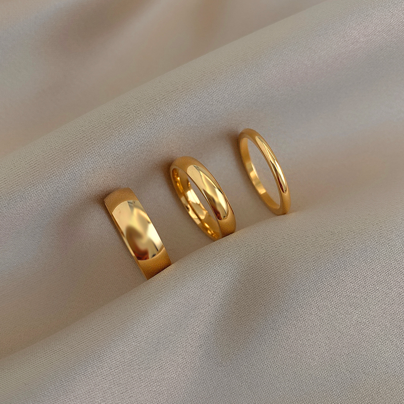 Golden Temperament Titanium Steel Ring Female Light Extravagant Fashion Forefinger Ring Ins Tide Net Red Brief Lukewarm Wind Vegetarian Rings