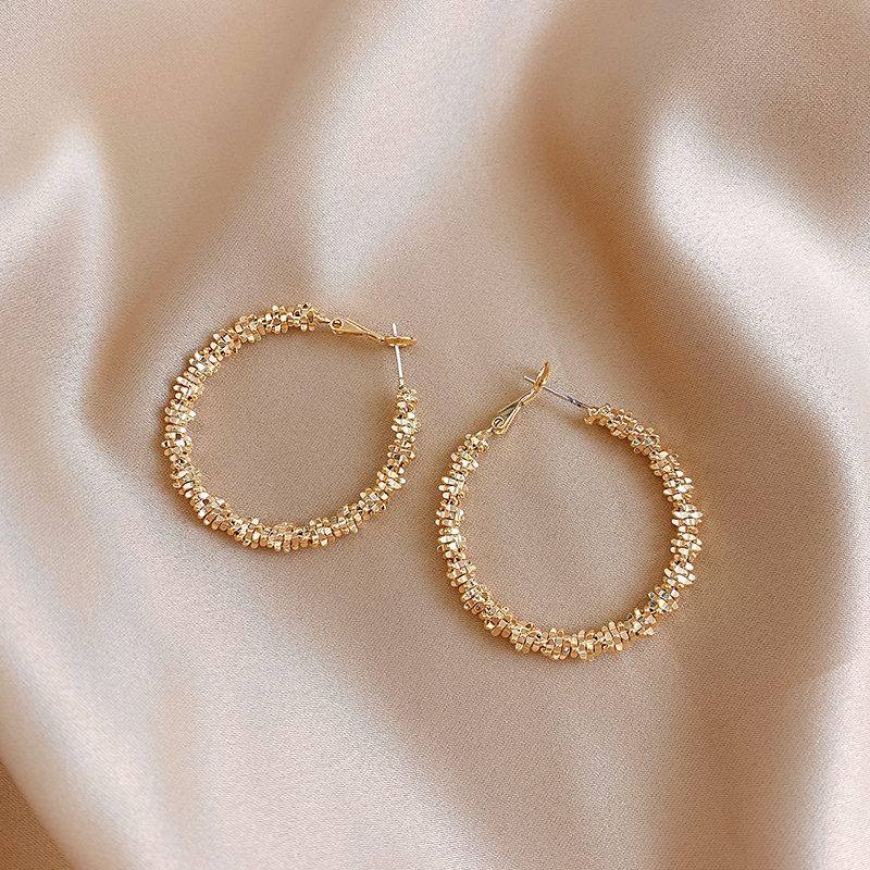 Temperament wild ring earrings Korean net red women's fashion earrings Personality exaggerated fashion earrings women's simple ear jewelry