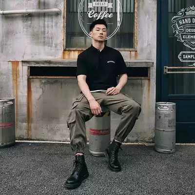 APEZ Tide brand American mercerized cotton Ice Silk polo shirt short sleeve T-shirt men's trend loose lapel summer half sleeve