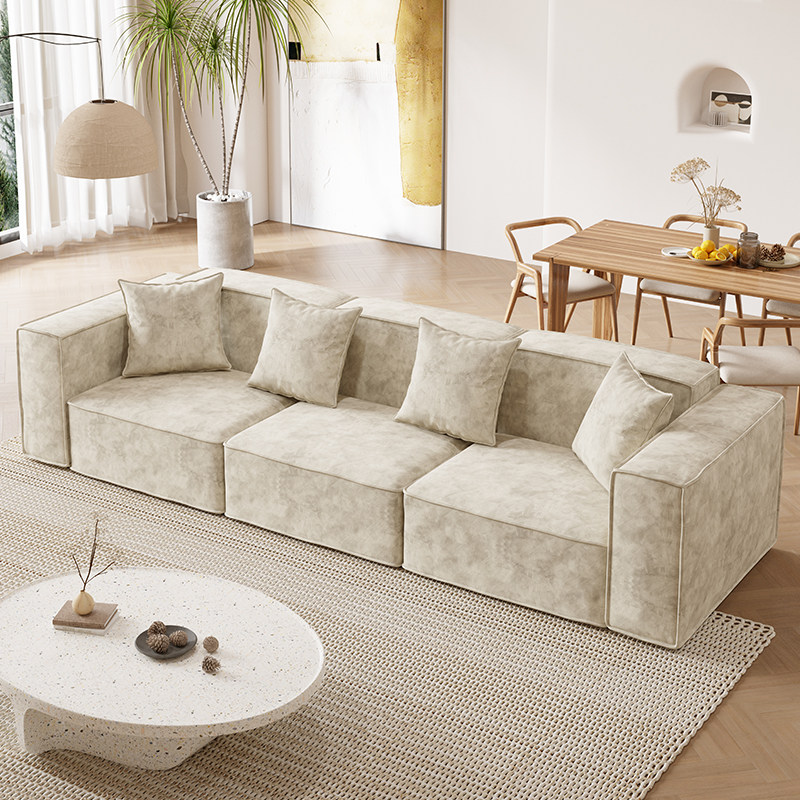Baxter modern light luxury technology cloth sofa small apartment Italian minimalist living room cream tofu block straight row sofa