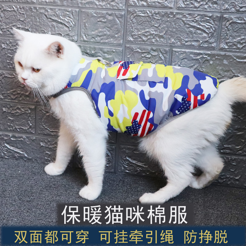 Cat clothes autumn and winter clothes blue cat American short British short puppet Garfield clothes cat cotton clothes warm winter special