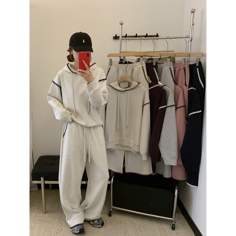 81856-Korean Single-Piece Hooded Lace Cloud Cotton Suit