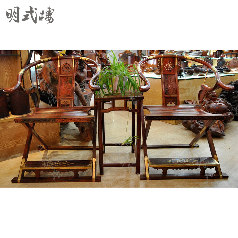 Mahogany furniture Laos red rosewood top three-piece set can be sold as a single (spot B0857)