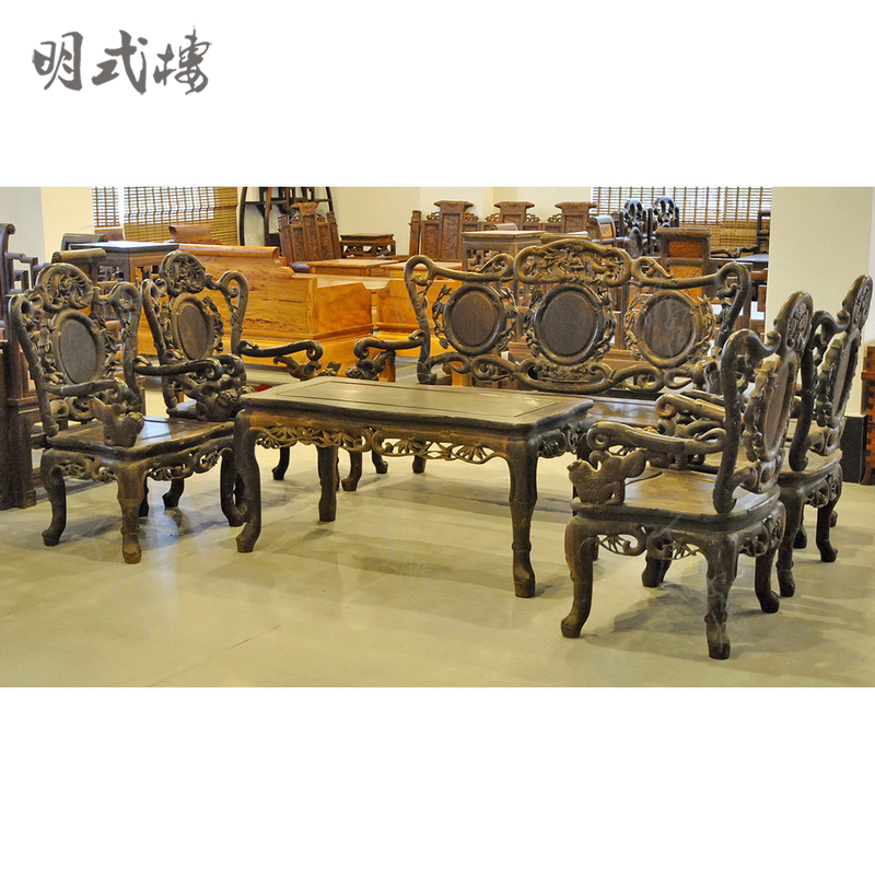 Red Wood Furniture Red Acid Branches Sofa Toe Yellow Sandalwood Sofa Bamboo Festival Carved Dragon Section (spot B1122) -Taobao