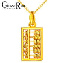 GinzaRim gold pendant 3D hard gold pure gold Lucky Treasure Gold abacus pendant Wedding gift necklace for women