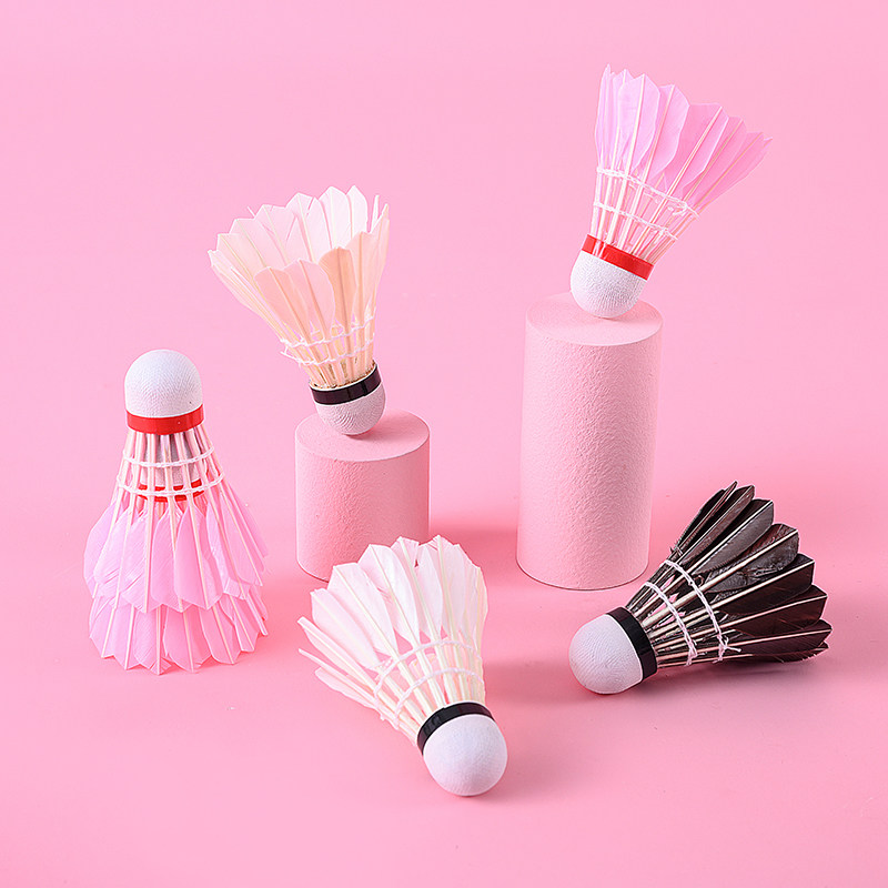 Badminton 12 Only Goose hair stable and resistant to pink black room inside and outside practice Competition training recreational plums