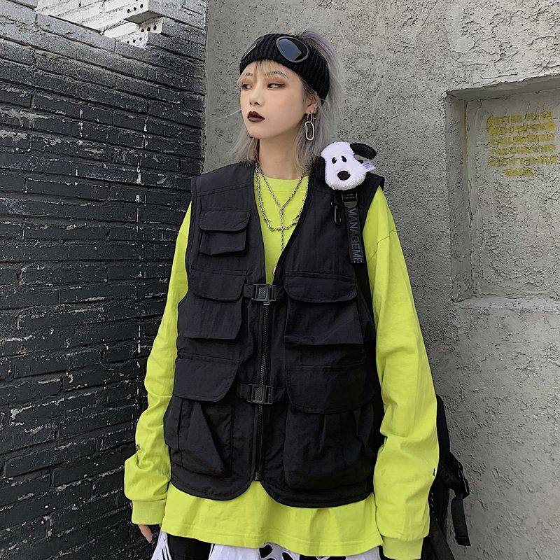 Tactical Multi-Pocket Vest Workwear Sleeveless Vest Men's Loose Top Jacket Outerwear Unisex Trendy