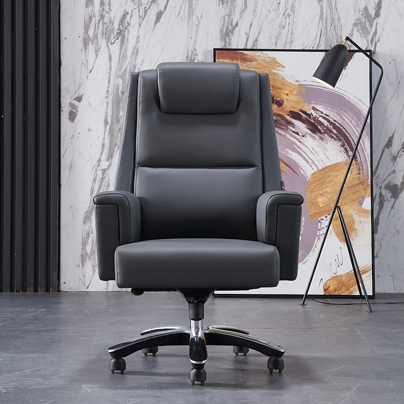Boss Chair Genuine Leather Computer Chair Home Office Chair Cow Leather Solid Wood Large Class Chair Office Human Ergonomic Chair