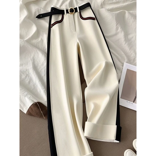 Утепленные зимние белые штаны, премиум класс, высокая талия, свободный прямой крой