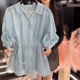 Корсет, летняя модная рубашка, французский стиль, V-образный вырез, по фигуре