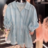 Корсет, летняя модная рубашка, французский стиль, V-образный вырез, по фигуре