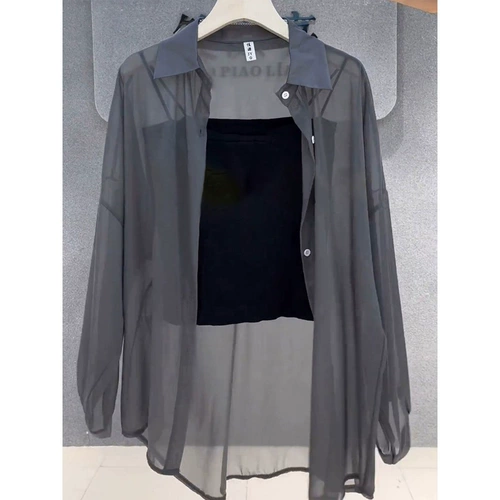 Шифоновый летний кардиган, тонкое платье-комбинация, шелковая рубашка, одежда для защиты от солнца