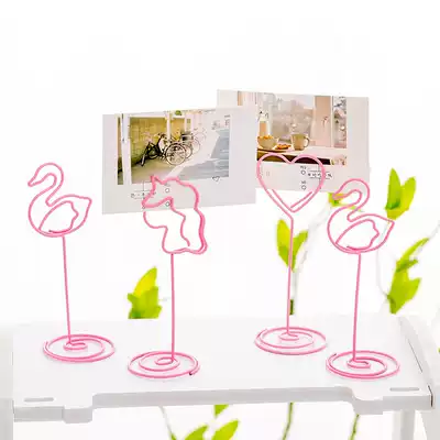 5 sets of creative metal DIY decoration ins Wind message holder business card holder pendulum Post-it notes clip desktop cute ornaments girl heart Photo Photo Photo small clip iron postcard memo clip