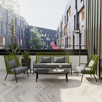 Nordic Outdoor Rattan Sofa Single Vine Chair Tea Table Patio Courtyard Villa Garden Terrace Designer Cane and table