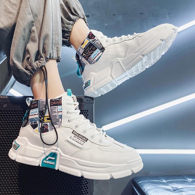 Special counter big-name men's shoes 2021 autumn and winter plus velvet warm cotton shoes casual sports high-top sneakers daddy trendy shoes