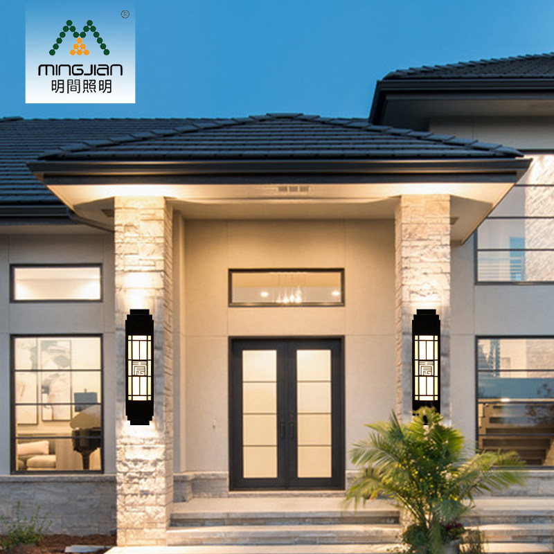 New Chinese outdoor wall lamp Waterproof garden lamp Outdoor imitation marble door Stainless steel wall lamp exterior wall villa super bright