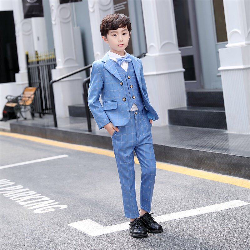 Children Suits Gowns Suit Boy Piano Performance Model Walking Show Performance Little Western Suit Full Set Spring Autumn