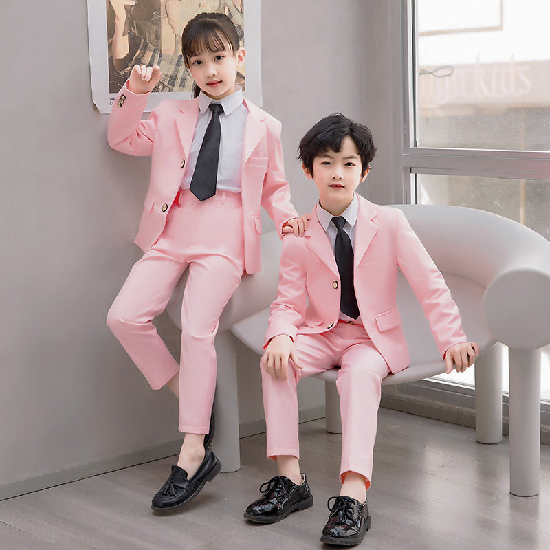 Children suits male and female children suit choral performance to host walking show foreign pink Piano Western-style jacket student